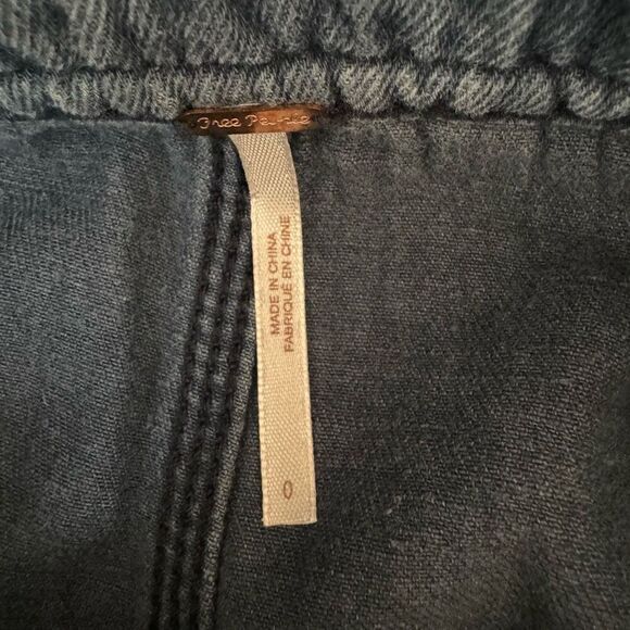 Free People Women's Denim Braided Waist Bohemian A-Line Skirt Size 0 - Picture 3 of 4